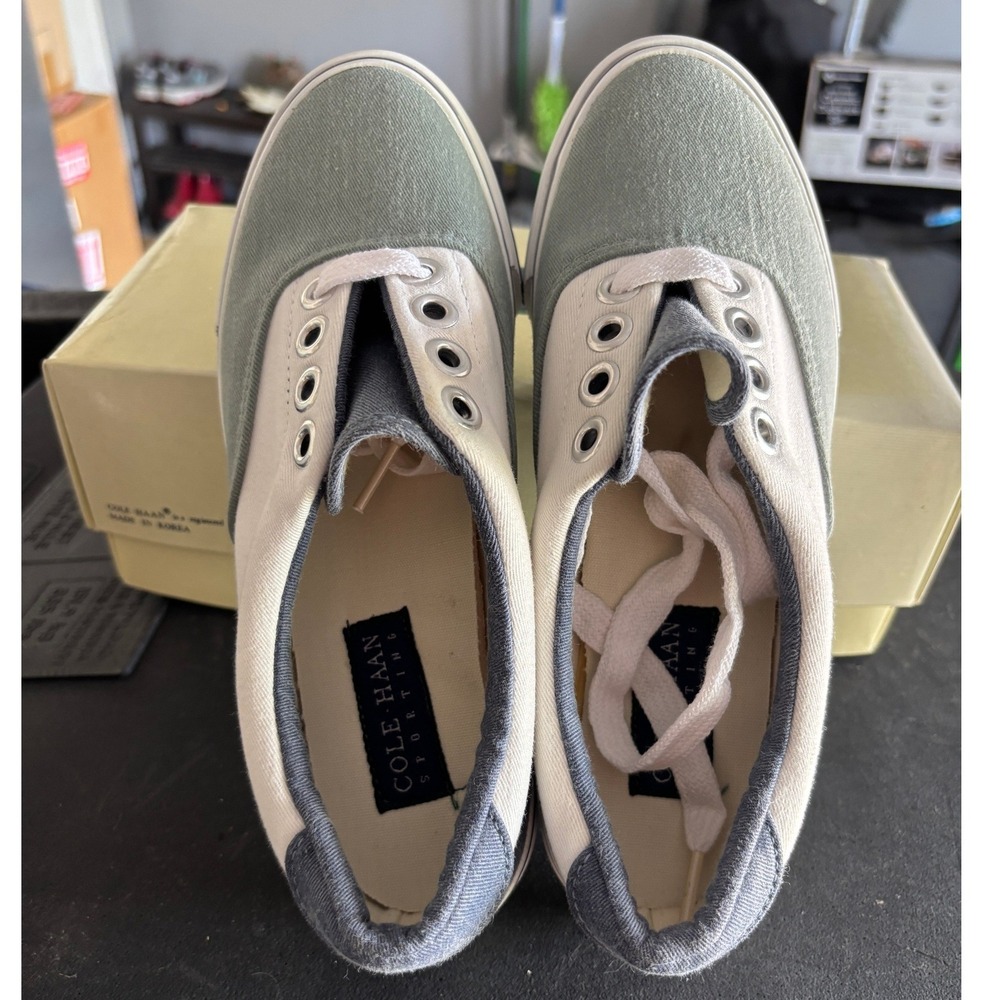 NIB Cole Haan Sporting Chelsea Celadon White Blue Canvas Shoes F4726 6.5 M